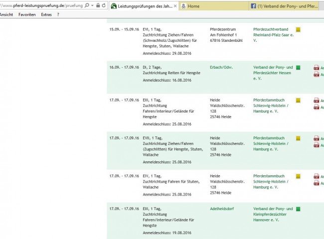 Hier finden Sie Prüfungen und Ausschreibungen aller Verbände